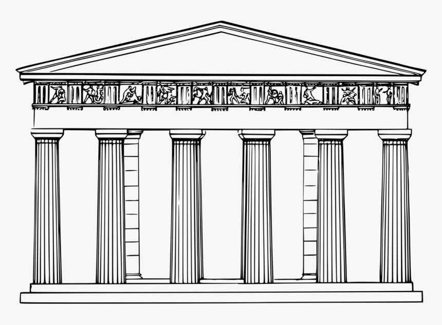 Building,line Art,ancient Roman Architecture - Ancient Greek Temple Drawings, HD Png Download, Free Download