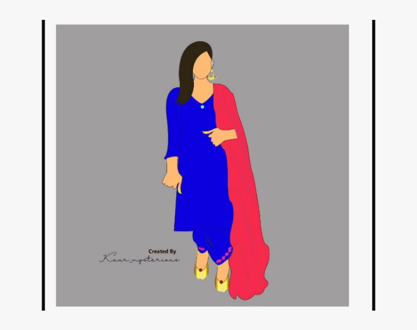 Punjabi Girl Illustration Illustration Graphics Vector - Cartoon, HD Png  Download - kindpng