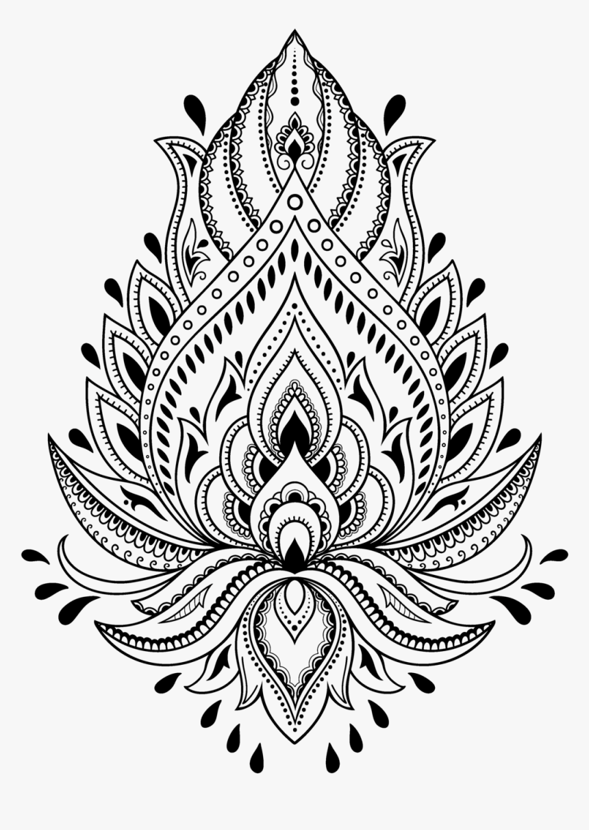 Tattoo Henna Stencil Template Mehndi Free Hd Image - Henna Tattoo Png, Transparent Png, Free Download