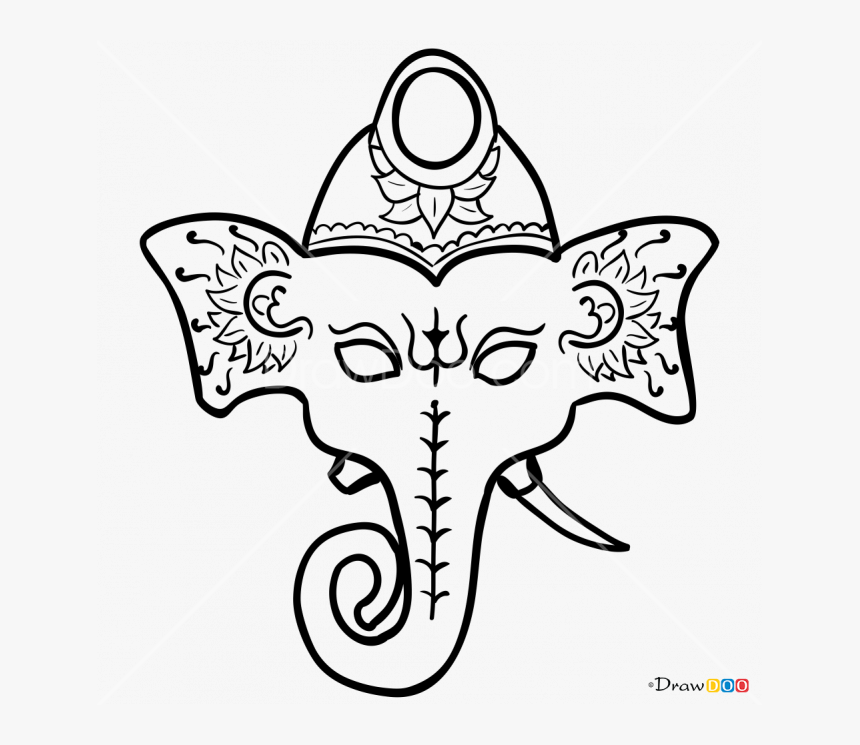 Ganesh Drawing Mask - Cartoon Face Mask Drawing, HD Png Download, Free Download