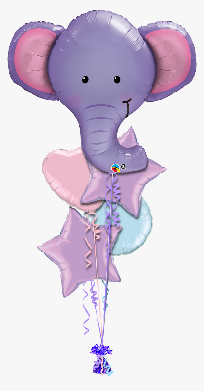 Ellie Elephant Love Balloon - Purple Elephant Balloon Column, HD Png Download, Free Download