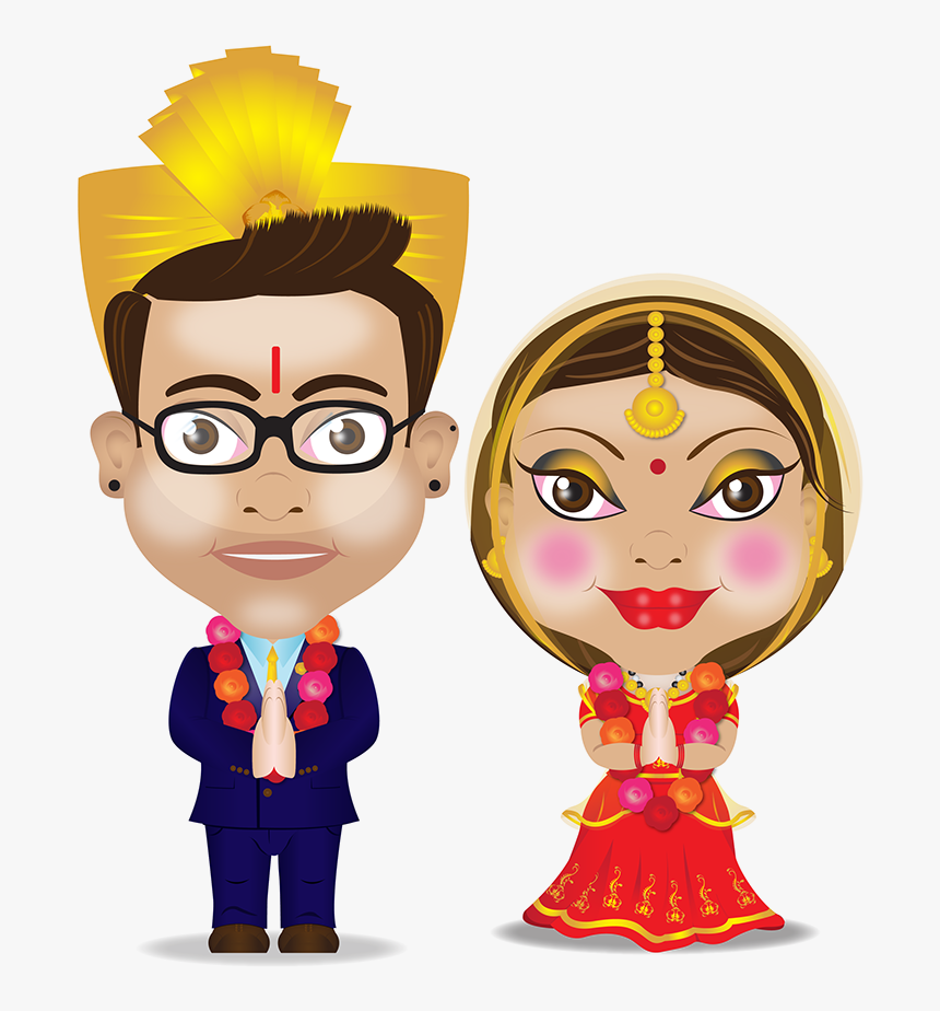 Character Design Modern Hindu Wedding Card On - Cartoon, HD Png Download, Free Download