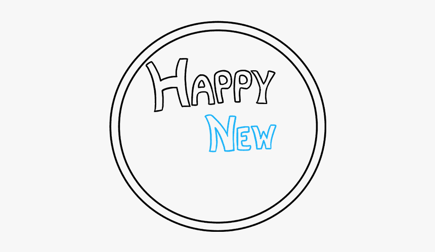 How To Draw Happy New Year - Circle, HD Png Download, Free Download