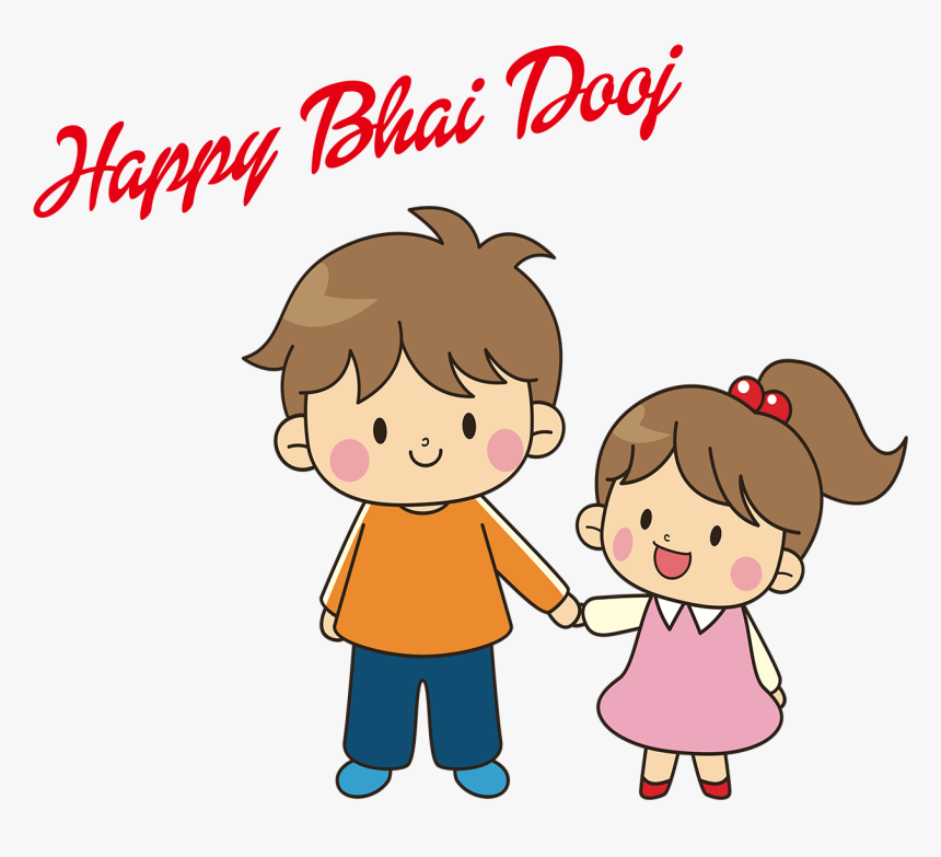 Happy Bhai Dooj Png Image File - Brothers And Sisters Cartoon, Transparent Png, Free Download