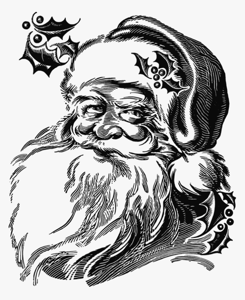 Santaclaus - Black And White Santa Drawing, HD Png Download, Free Download