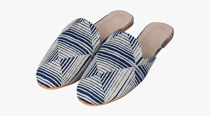 Square Indigo Bagru Slider Mules - Flip-flops, HD Png Download, Free Download