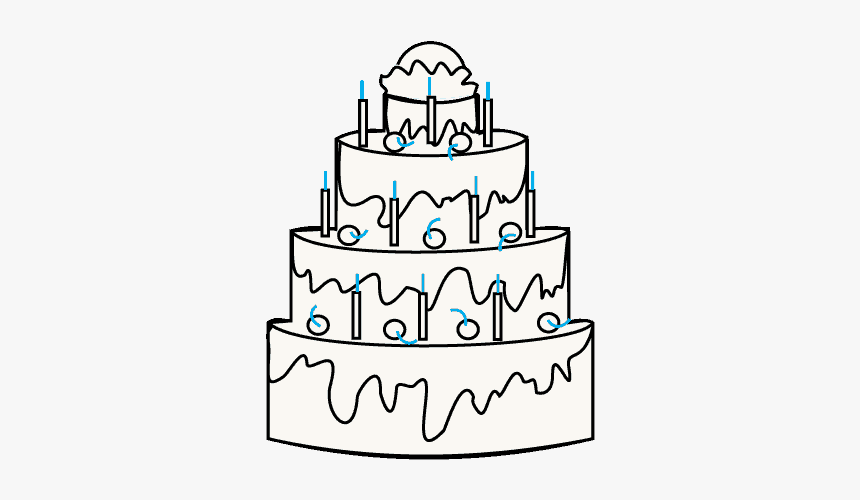 How To Draw Cake - 3 Layered Cake Drawing, HD Png Download, Free Download