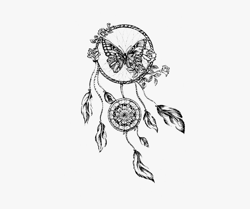 Bird Ideas Line Animals Tattoos Scorpio Freetoedit - Butterfly Dream Catcher Tattoo, HD Png Download, Free Download