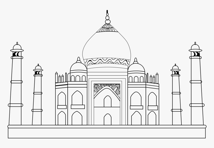 Taj Mahal Clipart Black And White, HD Png Download, Free Download