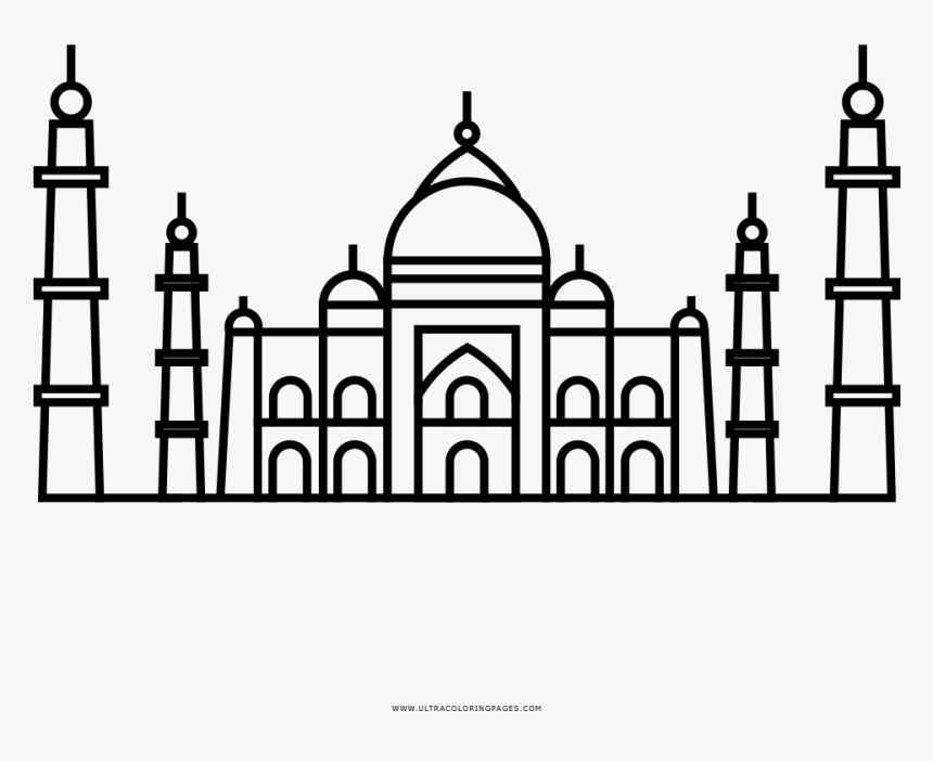 Taj Mahal Coloring Page - Taj Mahal Black And White, HD Png Download, Free Download