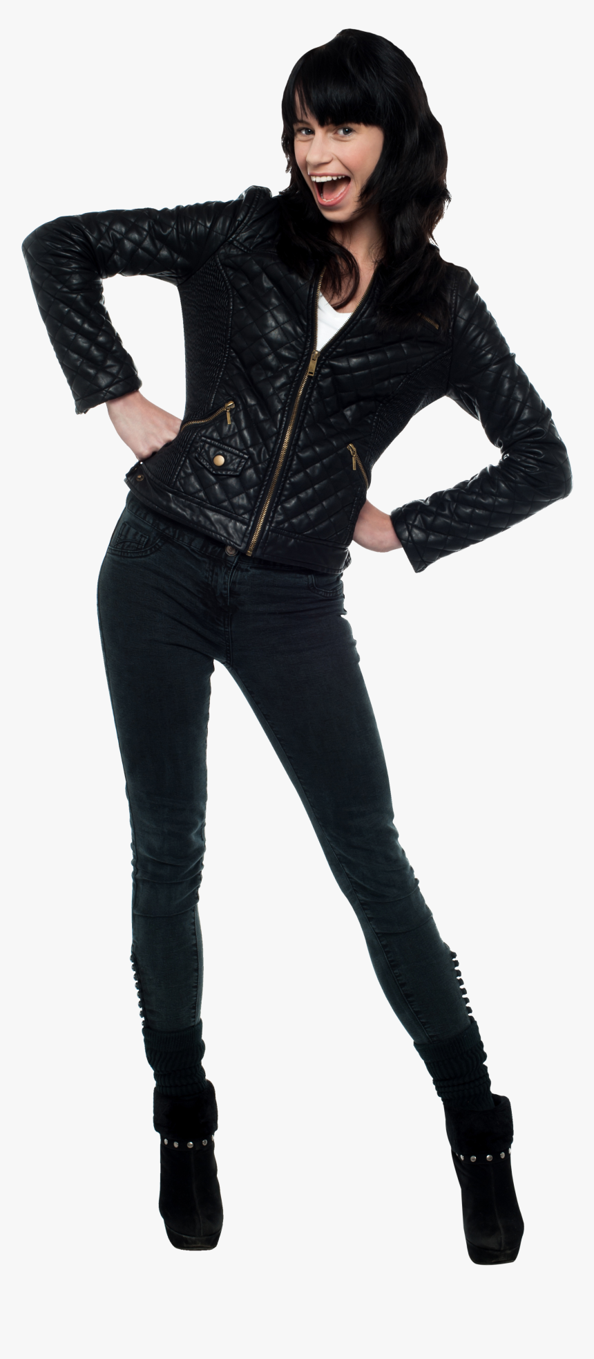 Fashion Girl Png Background Photo - Girls In Leather Jacket Transparent Background, Png Download, Free Download