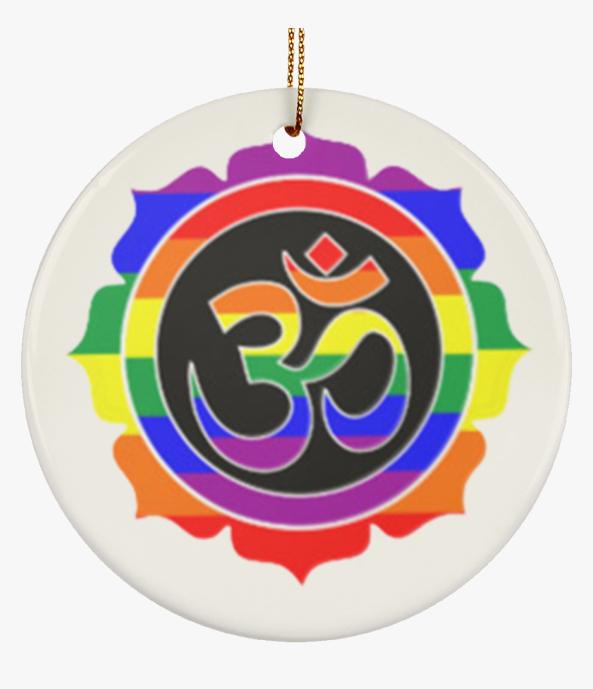 Rainbow Om Symbol Ceramic Circle Ornament - Circle, HD Png Download, Free Download