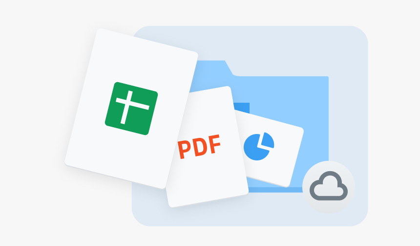 Dropbox Folder With A Cloud Icon With File Type Icons - Graphic Design, HD Png Download, Free Download