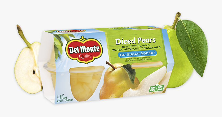 No Sugar Added, Fruit Cup® Snacks - Del Monte Pear Cups, HD Png Download, Free Download