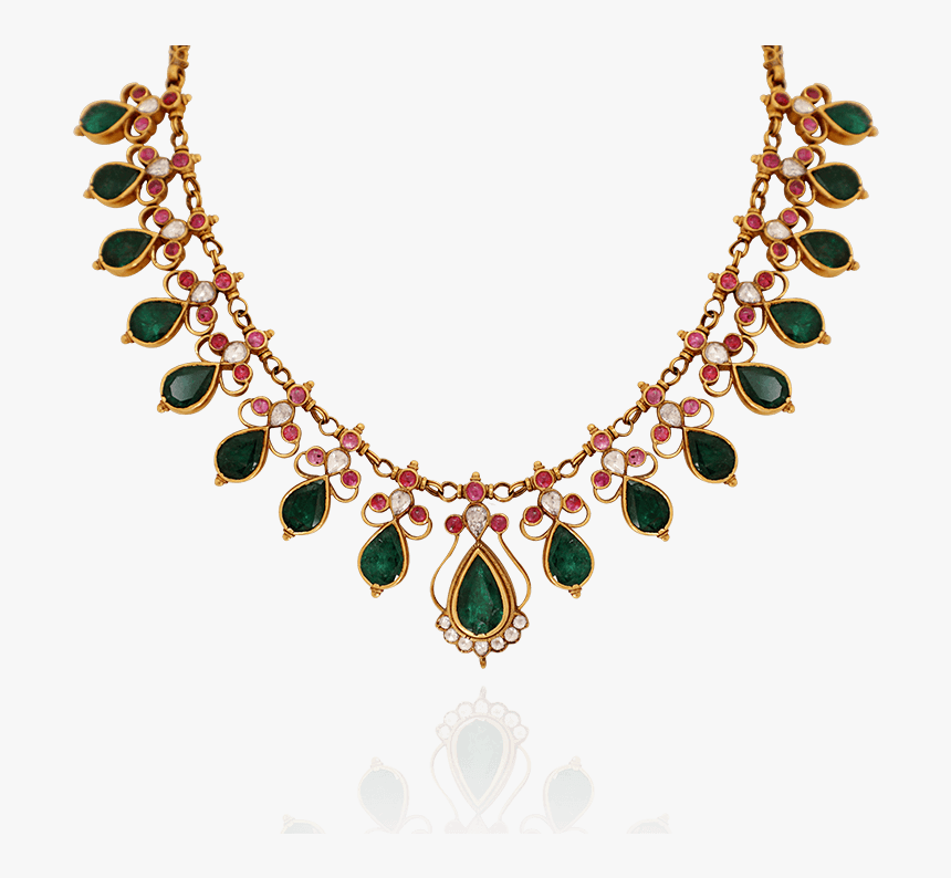 Ethnic Emerald Gold Necklace - Ruby Emerald Gold Necklace, HD Png Download, Free Download