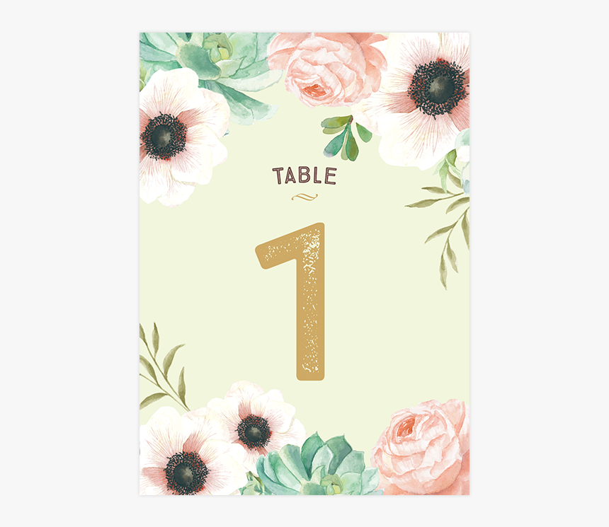 Invitation Mariage Personnalise Fleurs Pink Mint Bouquet - Numero Table Mariage A Imprimer, HD Png Download, Free Download