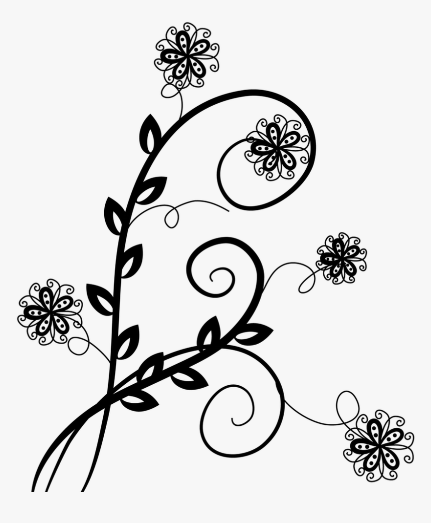 Transparent Simple Swirl Patterns Png - Transparent Black Flower Design, Png Download, Free Download