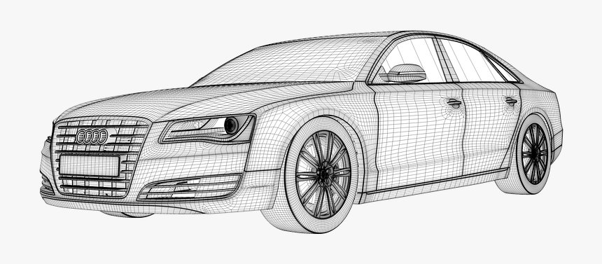 Audi, A8, Sports Car, Auto, Automobile, Contour, 3d - Car 3d Model Wireframe, HD Png Download, Free Download