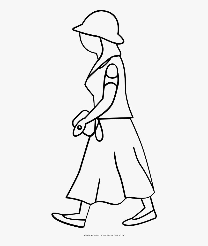 Woman Walking Coloring Page - Imagenes Para Colorear De Mujer Caminando, HD Png Download, Free Download