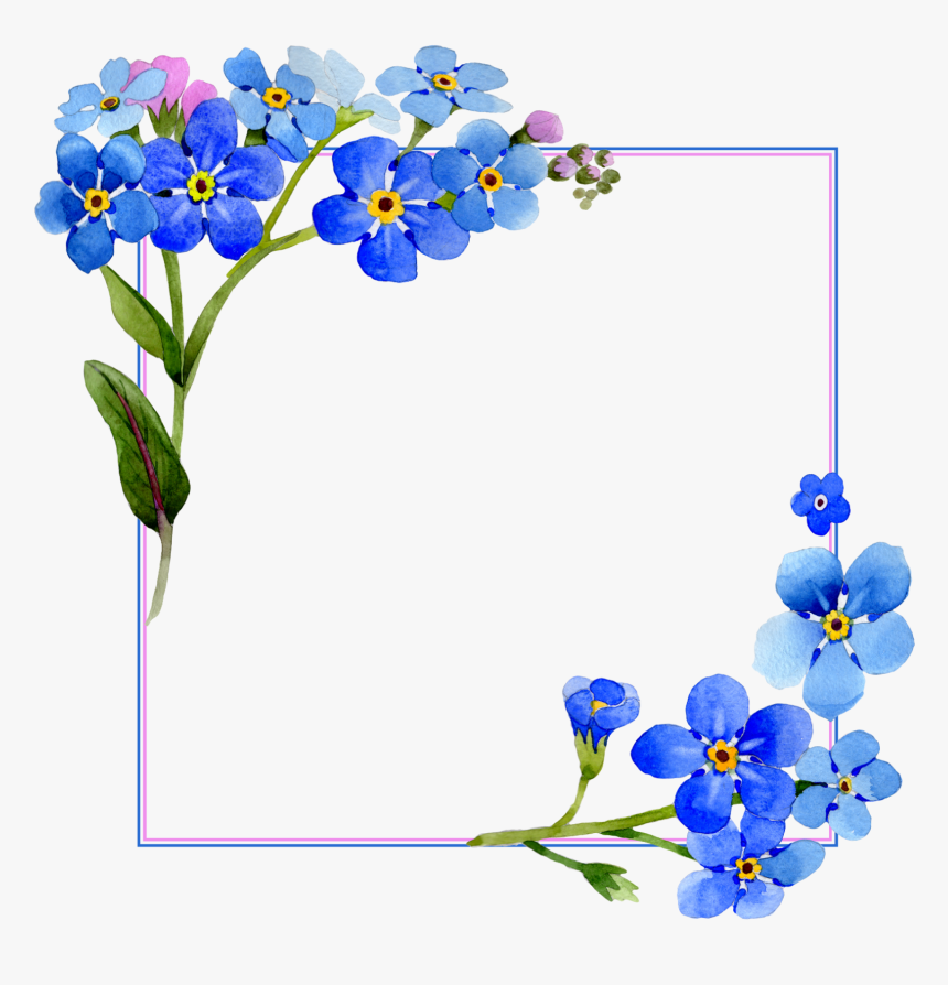 #frame #flowers #nature #blue #ftestickers - Flower Vector Frame Png, Transparent Png, Free Download