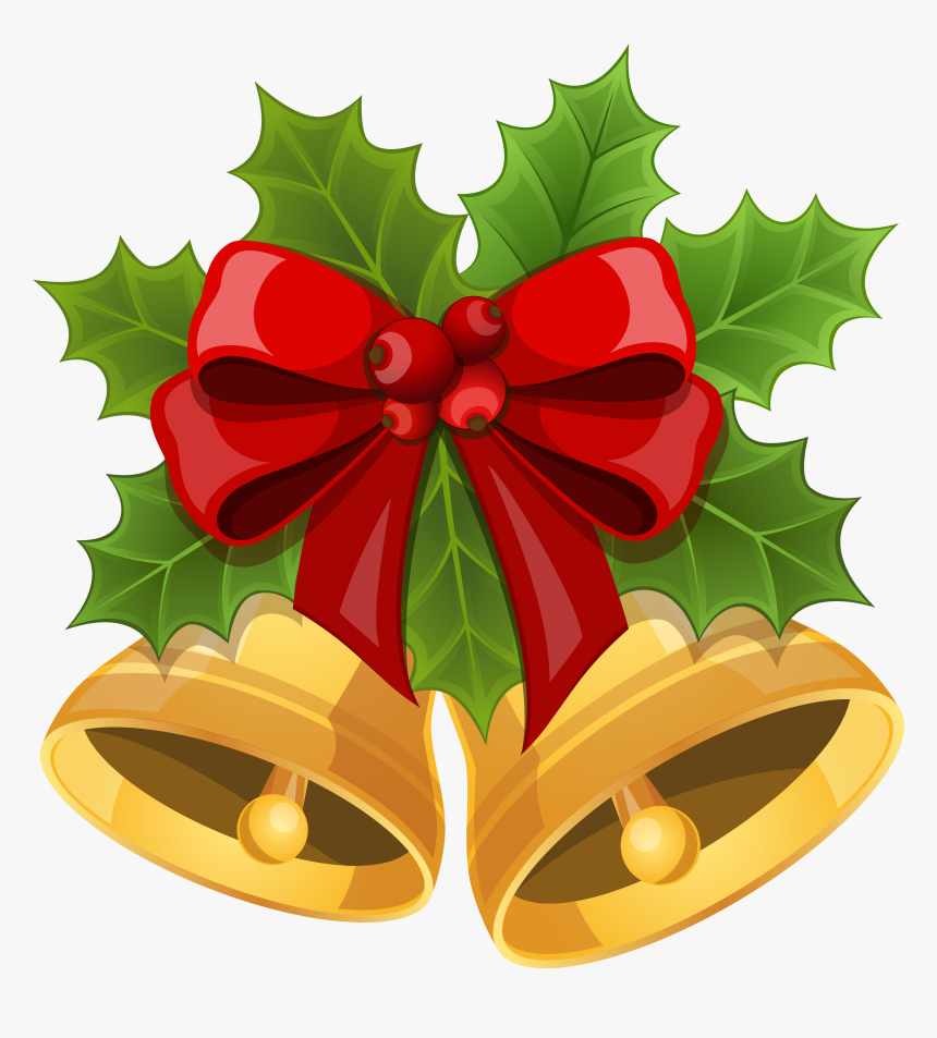 Transparent Bell Clipart - Christmas Bows With Bells, HD Png Download, Free Download