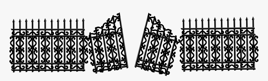 Angle,fence,monochrome Photography - Broken Iron Gate Png, Transparent Png, Free Download