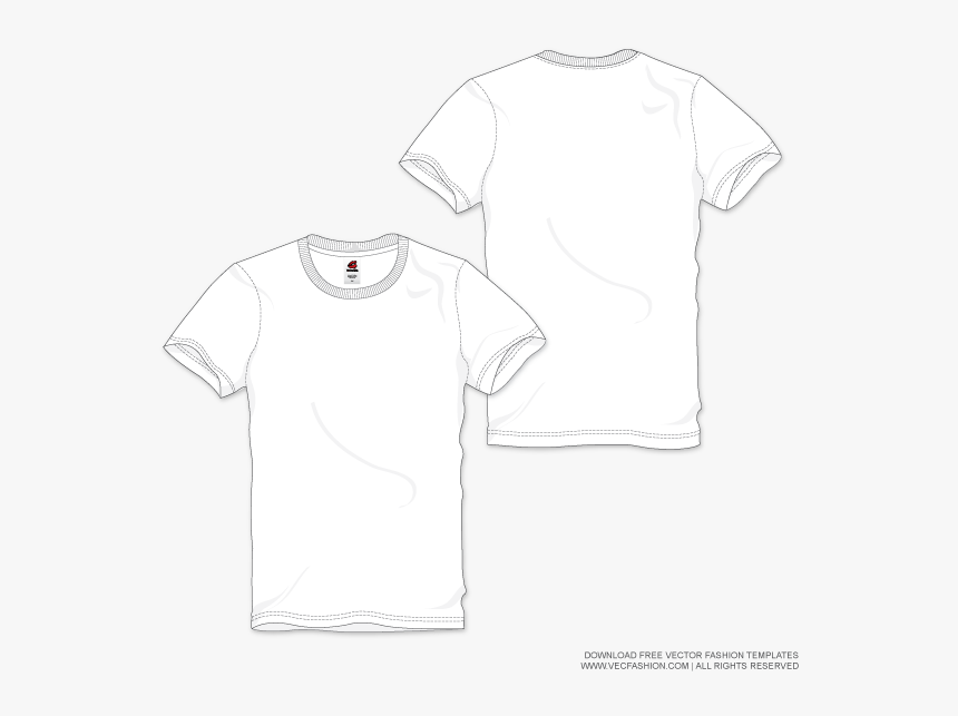 Men White Round Neck T Shirt Vector Template Trazo - Mens T Shirt Flat, HD Png Download, Free Download