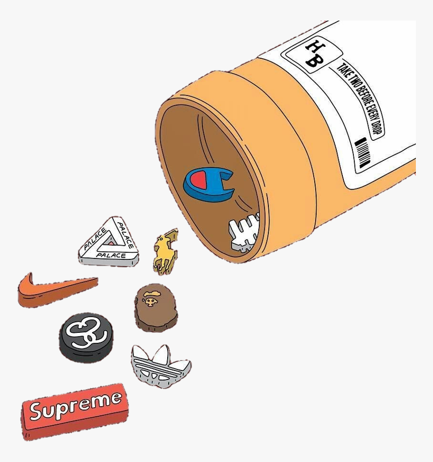 #trap #pills #pastillas - Bape Supreme Nike Adidas, HD Png Download, Free Download