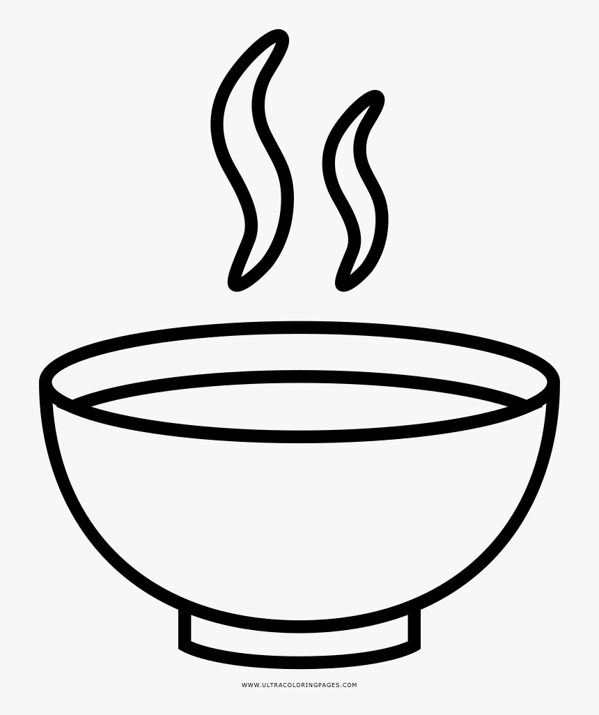 Soup Bowl Coloring Page - Bowl Of Soup Drawing, HD Png Download, Free Download