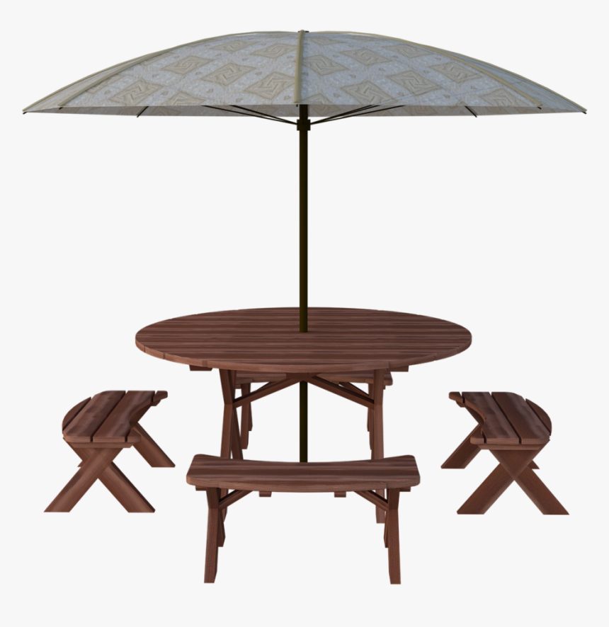 Picnic Table With Umbrella - Picnic Table, HD Png Download, Free Download
