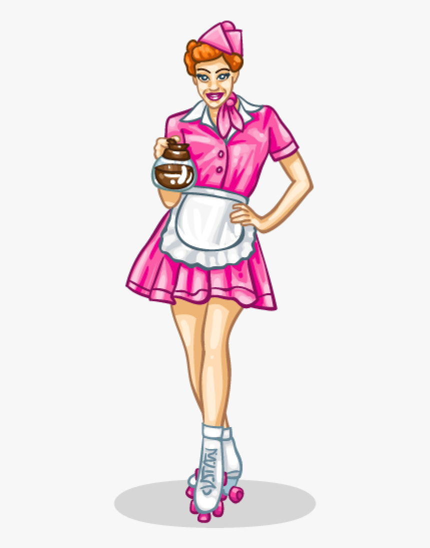 1950s Waitress Roller Skates - 1950s Milkshake Clipart Png, Transparent Png, Free Download