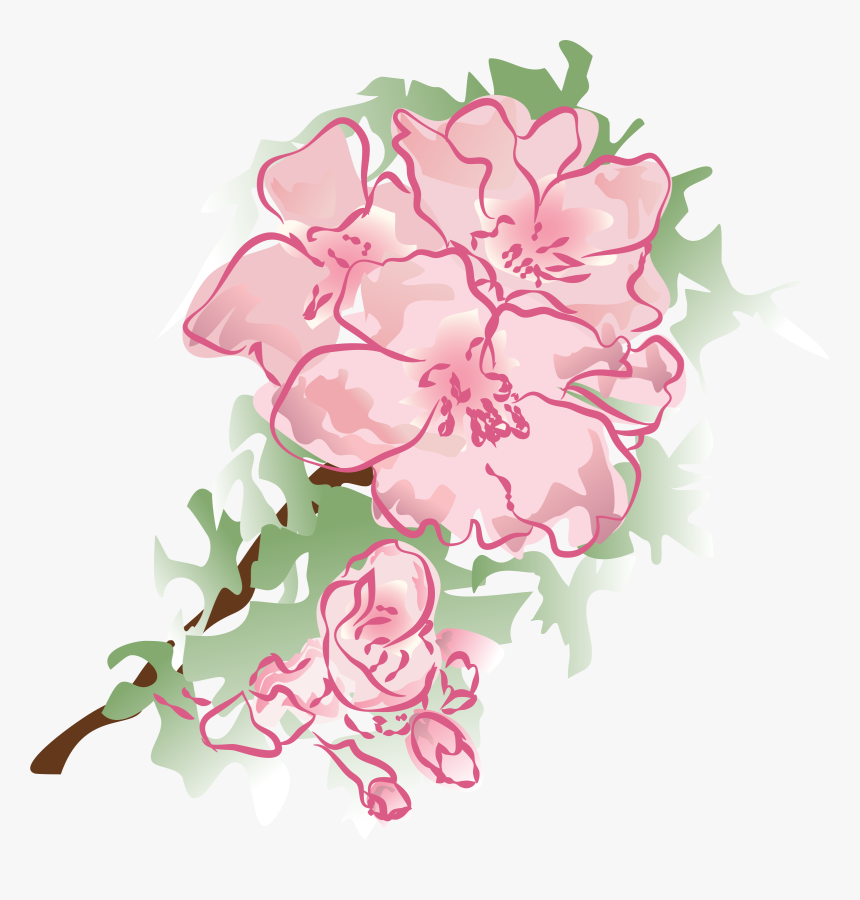 Pink Watercolor Flowers Png - Transparent Pink Flower Watercolor Icon, Png Download, Free Download