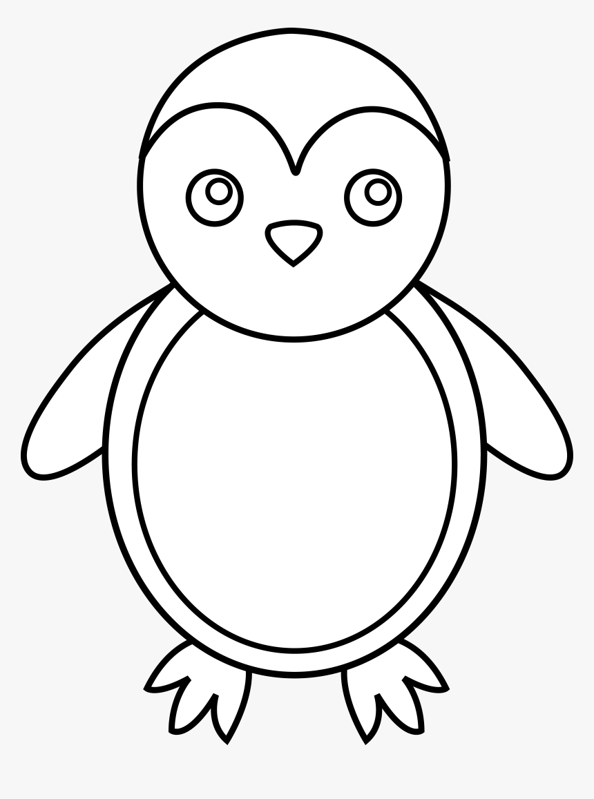 Baby Penguin Clipart Black And - Cartoon Penguin Line Drawing, HD Png Download, Free Download