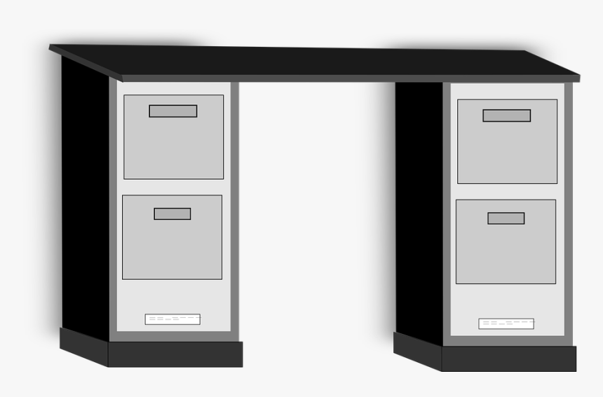 Desk, Table, Drawers, Office, Furniture - Office Table Clipart Black And White, HD Png Download, Free Download
