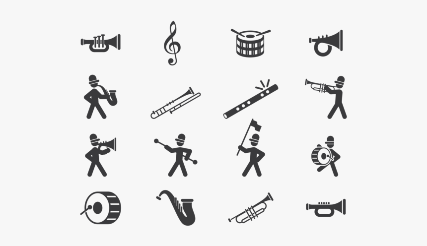 Marching Band Icons Vector - Silhouette Png Marching Band, Transparent Png, Free Download