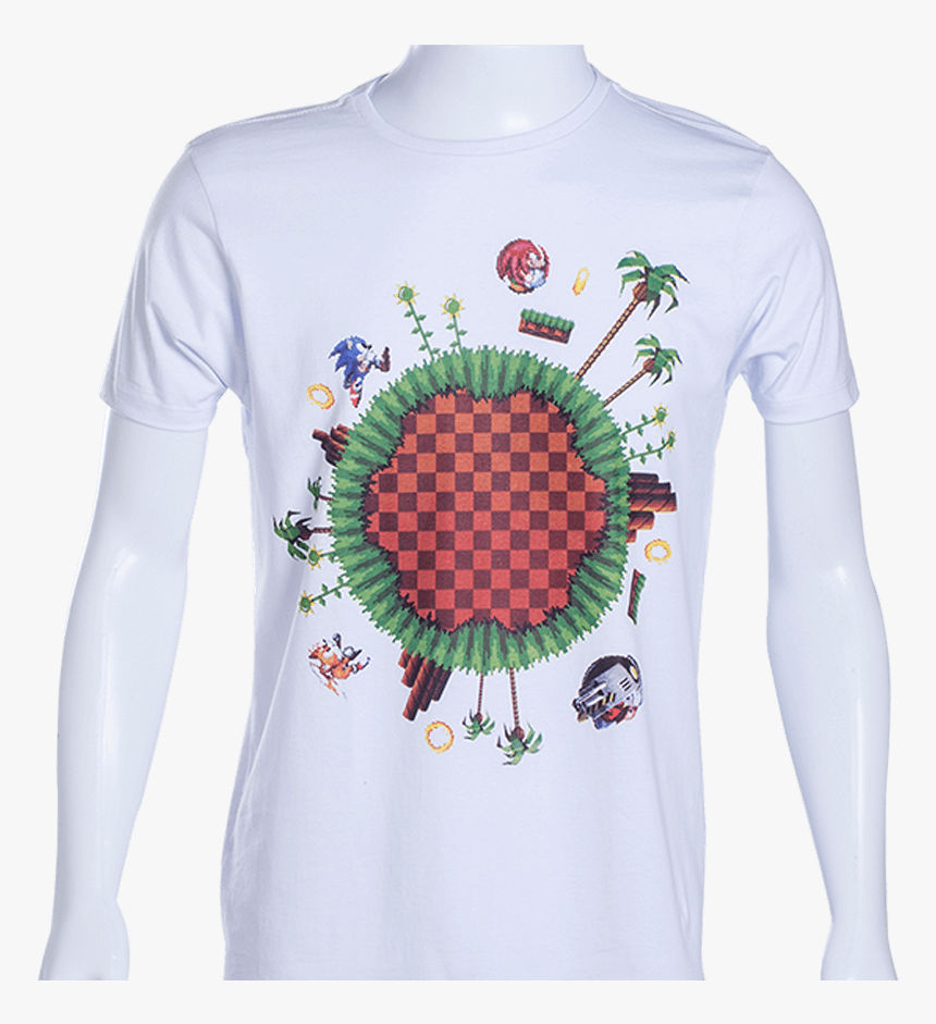 Camiseta Branca Sonic The Hedgehog™ Pixel World - Camiseta Do Sonic, HD Png Download, Free Download
