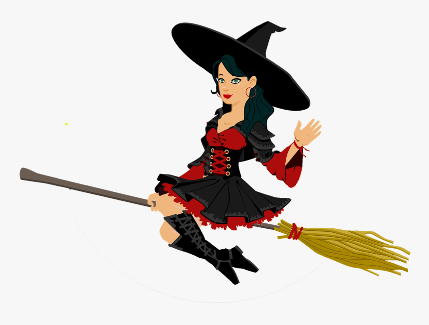 Bruja, Halloween, Sombrero, Traje, Feliz Halloween - Witch On A Broom, HD Png Download, Free Download