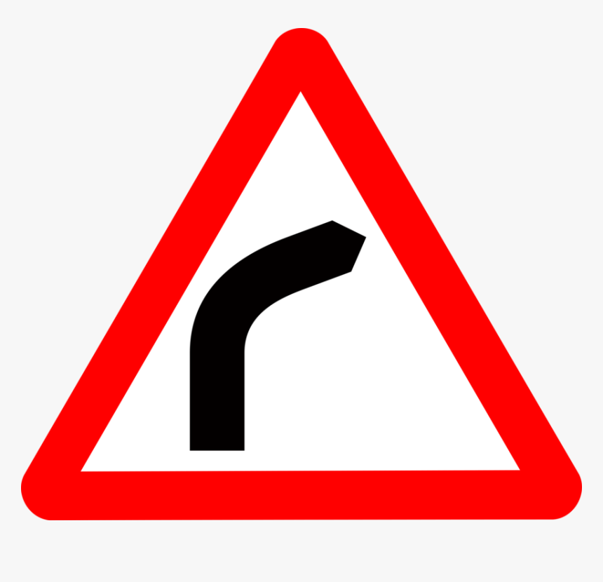 Bend To The Right Traffic Sign Vector Graphics - Bend To Right Road Sign, HD Png Download, Free Download