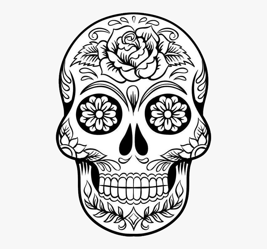 Skull Png - Printable Sugar Skull Colouring Pages, Transparent Png, Free Download