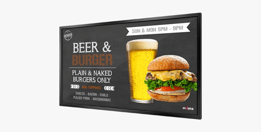 Invoke Digital Signage Digital Screen For Porterhouse - Cheeseburger, HD Png Download, Free Download