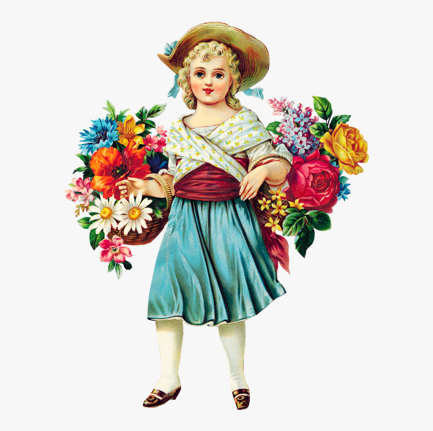 Free Flower Girl Vintage Clipart - Vino Flores De Callejo, HD Png Download, Free Download