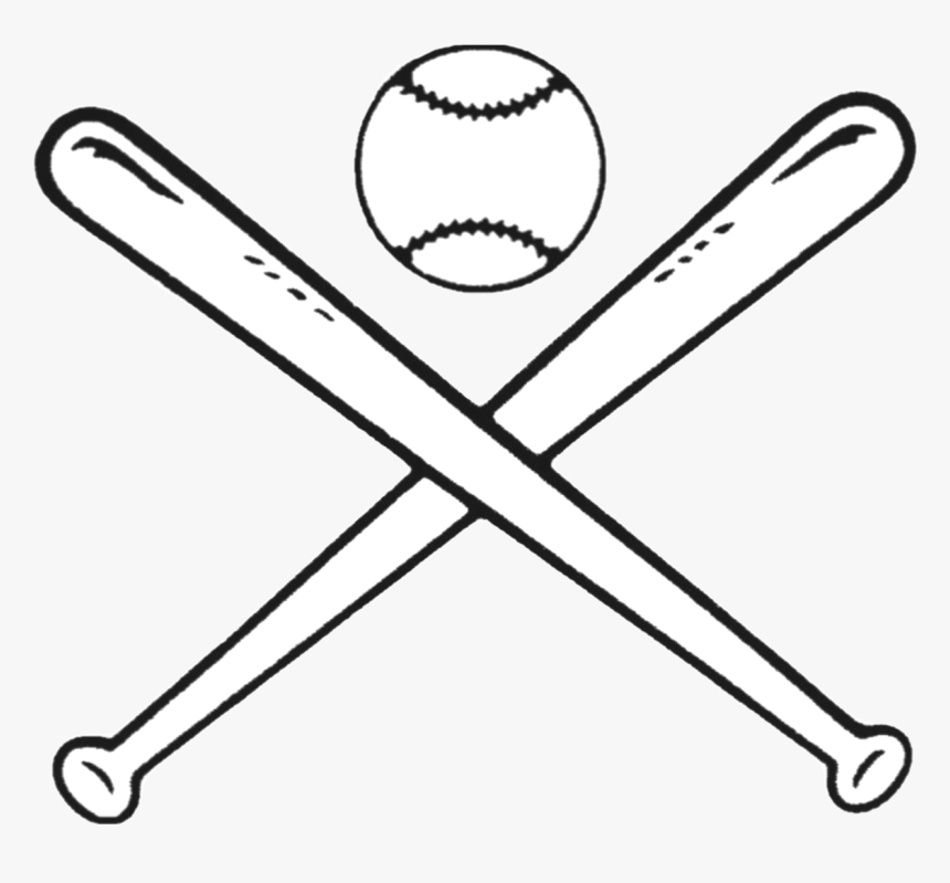 Transparent Softball Clipart Black And White - Baseball And Bat Drawing, HD Png Download, Free Download