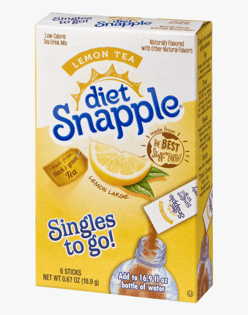 Diet Snapple Lemon Tea Singles To Go - Citrus, HD Png Download, Free Download