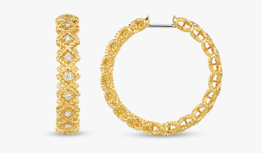 Roberto Coin Large Round Diamond Hoop Earring - Large Hoop Earring Transparent, HD Png Download, Free Download