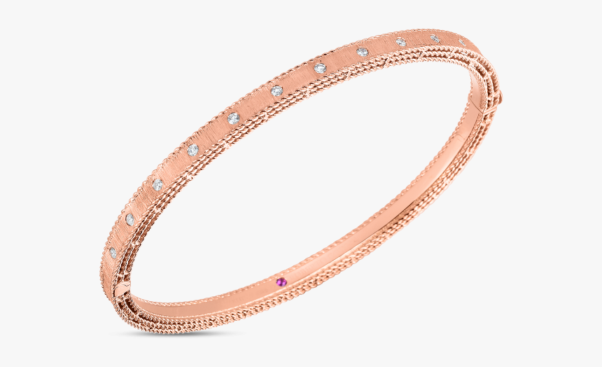 18k Rose Gold Bracelet With Flush Set Diamonds - Bangle, HD Png Download, Free Download