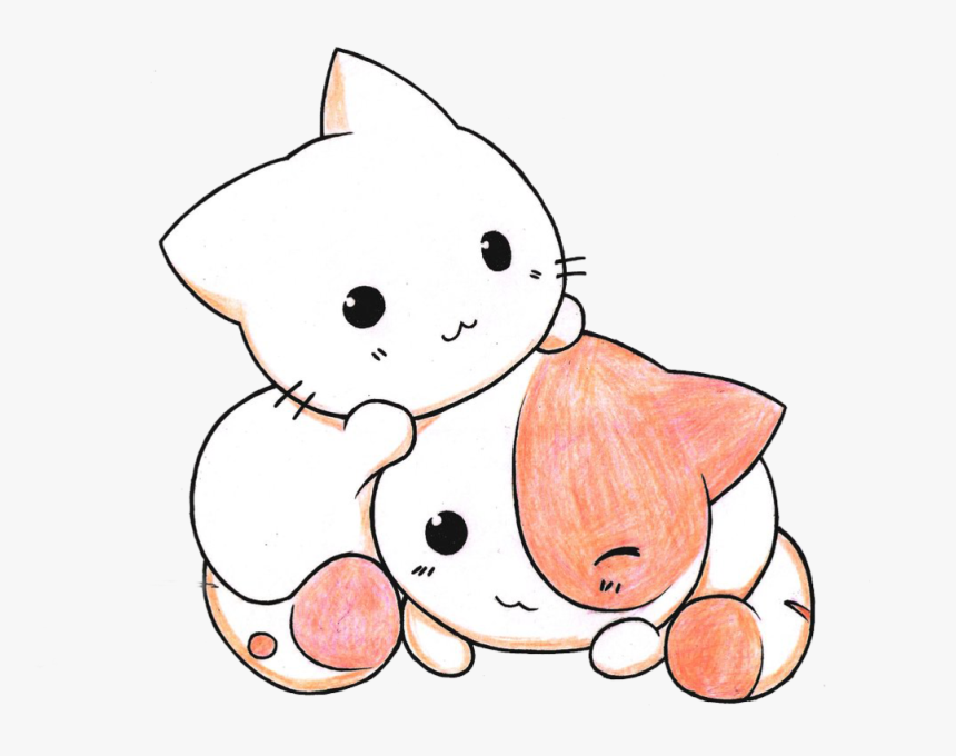 Cat, Kawaii, And Pink Image - Kawaii Cute Kitten Drawing, HD Png Download, Free Download