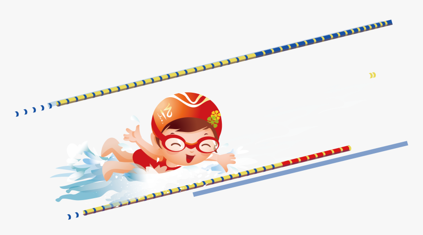 Clipart Swimming Line Art - Cartoon Girl Swimming, HD Png Download, Free Download