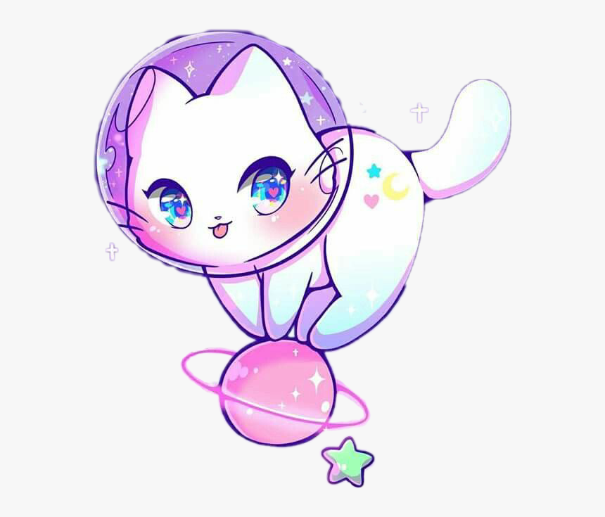 #kawaii #cat #neko #nya #space #astronaut #multicolor - Space Kitten Pastel Kawaii, HD Png Download, Free Download