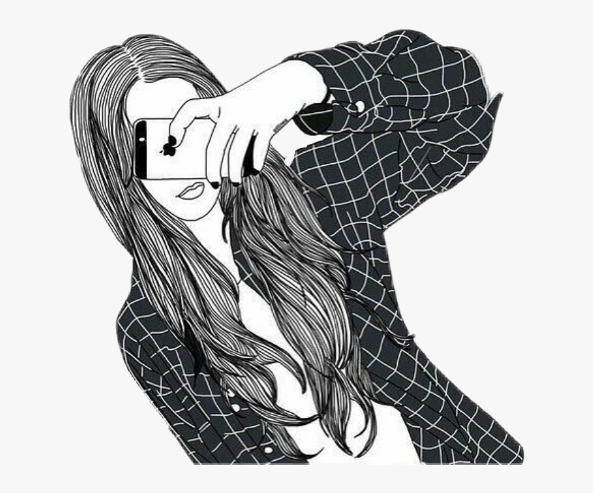 Drawn Profile Tumblr Transparent - Drawing Girl, HD Png Download, Free Download