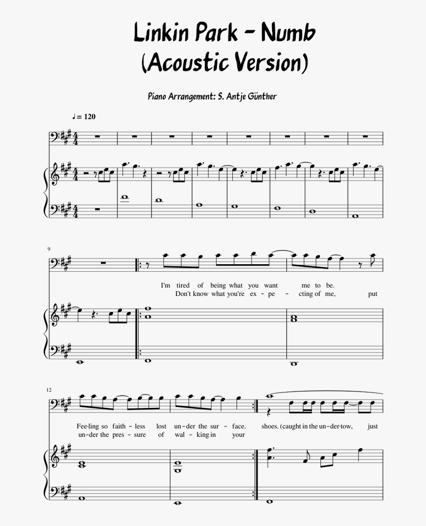 Easy Linkin Park Numb Piano Notes, HD Png Download, Free Download